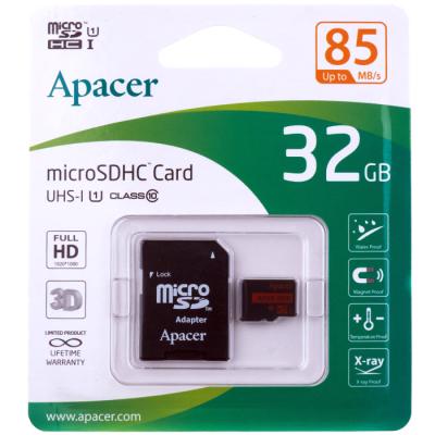 Карта памяти Apacer UHS-1, 32Gb, SD-Adapter, до 85 Мб/с - интернет-магазин запасных частей для телефонов и электроники MaxService