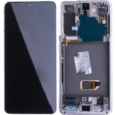 Дисплей для Samsung Galaxy S21 G991, с рамкой, оригинал (Service Pack) (Phantom White)