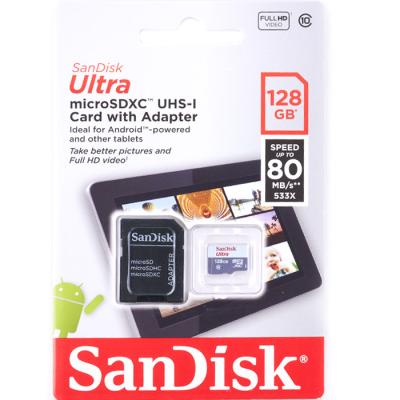 Карта памяти SanDisk Ultra UHS-1, 128Gb, SD-Adapter, до 80 Мб/с - интернет-магазин запасных частей для телефонов и электроники MaxService