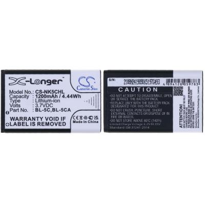 Аккумулятор Nokia BL-5C, BL-5CA Cameron Sino CS-NK5CHL (Li-ion, 3.7В, 1200mAh) - интернет-магазин запасных частей для телефонов и электроники MaxService