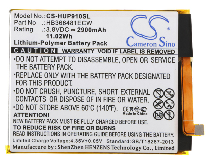Аккумулятор HB366481ECW Cameron Sino для Huawei P Smart/P10 Lite (Li-Polymer, 2900mAh) - интернет-магазин запасных частей для телефонов и электроники MaxService