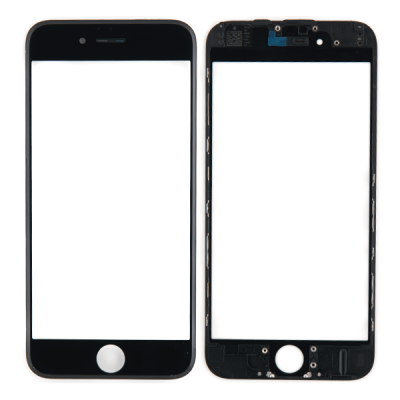 Стекло дисплея для Apple iPhone 6, с рамкой (черное)