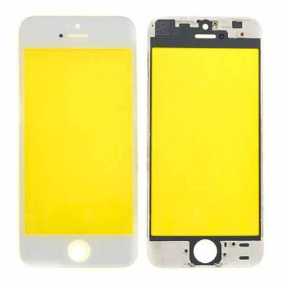 Стекло экрана под переклейку для iPhone 5s/SE, с рамкой и сеткой динамика (белый)