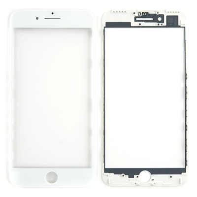 Стекло экрана под переклейку для iPhone 7 Plus с рамкой и сеткой динамика (белый)