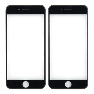 Стекло экрана под переклейку для iPhone 8/SE 2020, с рамкой, сеткой динамика и OCA пленкой (черное)