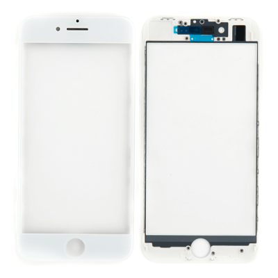 Стекло экрана под переклейку для iPhone 8/SE 2020, с рамкой, сеткой динамика и OCA пленкой (белое)