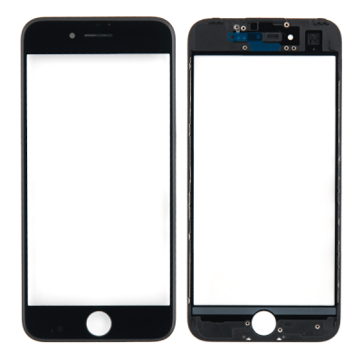 Стекло экрана под переклейку для iPhone 7, с рамкой и сеткой динамика (черное)