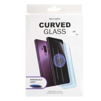 Защитное стекло Curved Glass для телефона Samsung Galaxy S9 G960, 3D, клей с УФ лампой - интернет-магазин запасных частей для телефонов и электроники MaxService