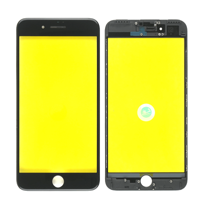 Стекло экрана под переклейку для iPhone 7 Plus с рамкой и сеткой динамика (черный)