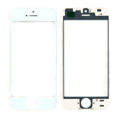 Стекло экрана под переклейку для Apple iPhone 5, с рамкой, (4") (белое)