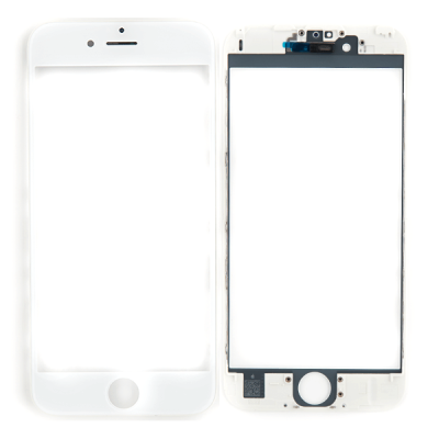 Стекло дисплея для iPhone 6s, с рамкой и сеткой динамика (белое)