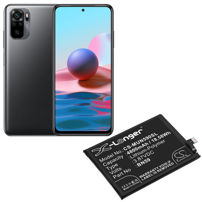 Акумулятор BN59 Cameron Sino для Xiaomi Redmi Note 10, (Li-Polymer, 4800mAh, 3.87В) - інтернет-магазин запасних частин для телефонів та електроніки MaxService